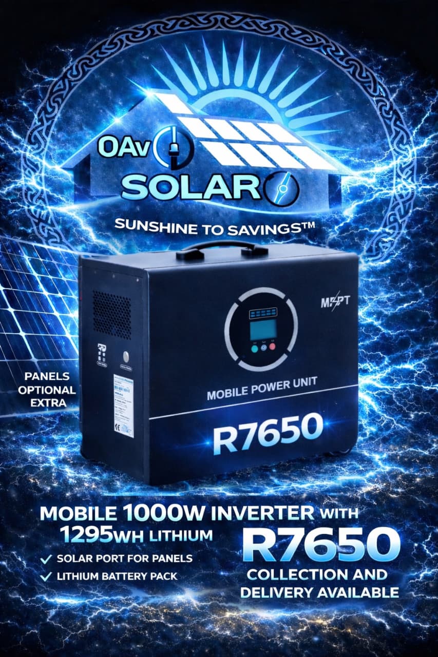 OAv Solar Mobile 1000W Inverter with 1295Wh Lithium Battery